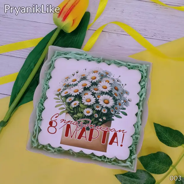 Пряник квадратный (цветы) (10-10 см.)